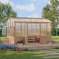 thumbnail image 7 of Gaderth Wooden Greenhouses for Outdoors, Wooden Walk-in Green House with  Roof Vent&Cedar Frame, Greenhouse Kit with 6MM Thick Polycarbonate Panel, 7 of 7