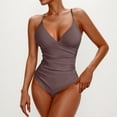 thumbnail image 2 of ZQUUVOU Women's One Piece Swimsuit Solid Color Bikini Swimsuit (Coffee,M), 2 of 3