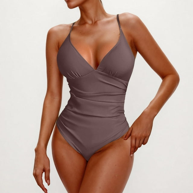 Trajes de baño para mujer, Trajes de baño para mujer, Traje de baño de color liso para mujer, Traje de baño bikini de moda conservadora para mujer, Traje de baño de nailon para mujer
