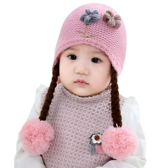 TELOLY Baby Winter Hats 6-24m Baby Girl Hats Toddler Winter Hats for Girls Baby Cap Infant Girls Bonnet Cute Hats Newborn Baby Hat Flower Cotton Toddler Knit