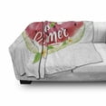 thumbnail image 3 of Watercolor Soft Flannel Fleece Throw Blanket, Hello Summer Words with Fresh Watermelon and Poppies Picture, Cozy Plush for Indoor and Outdoor Use, 70" x 90", Pink Mint Green, by Ambesonne, 3 of 6