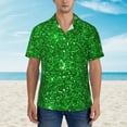 thumbnail image 5 of Uemuo Green Glitter Printed Regular Fit Short Sleeve Casual Hawaiian Shirt for Men,Aloha shirt,Tropical shirt,Floral print shirt,Vacation Beach shirt-Medium, 5 of 9