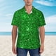 thumbnail image 2 of Fotbe Green Glitter Camisa Hawaiana para Hombre Unisex – Camisa Casual de Verano con Botones de Manga Corta de Algodón y Lino,Small, 2 of 7