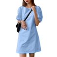 thumbnail image 5 of VONDA Women Puff Short Sleeve Mini Dress Round Neck Party Casual Dresses, 5 of 6