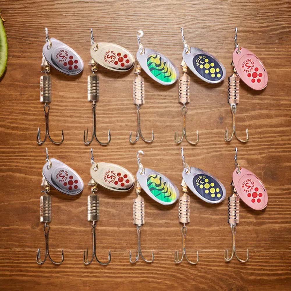 10PCS Spinner Spoon Metal Bait Fishing Lures With Box Sequins Crankbait Spoon Baits Bass Trout Perch Pike Rotating