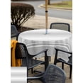 thumbnail image 5 of Outdoor Tablecloth with Umbrella Hole for Patio/Picnic/Party/Camping, Grey Striped Waterproof Table Cloth Square Cover Washable, Gray Ombre Farmhouse Stripes (54"x 54"), 5 of 9