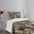 thumbnail image 3 of Ambesonne United States Quilted Bedspread Set 2 Pcs, NYC Aerial View, Twin Size, Beige Tan, 3 of 5