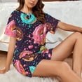 thumbnail image 4 of Daiia Donuts1 Pattern Womens Pajama Sets Short Sleeve Pajamas for Women Sets Soft Lounge Sets Casual Round Neck Sleepwear PJS-, 4 of 7