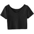 thumbnail image 1 of Women's Summer Short Sleeve Tee Distressed Ripped Crop T-Shirt Tops, 1 of 5
