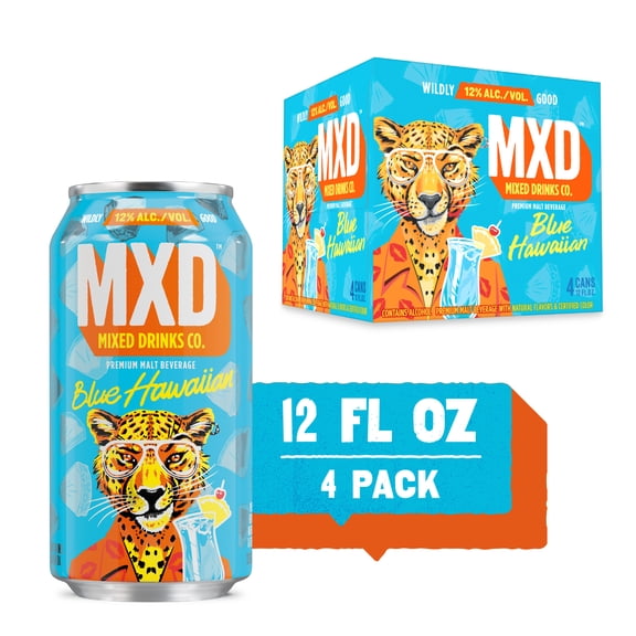 MXD Drinks Co. Blue Hawaiian, 4 Pack, 12 fl oz Cans, 12% ABV