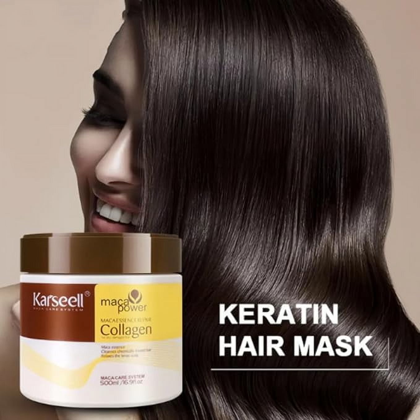 Karsell Hair Mask Collagen Hair Treatment: Deep Repair Conditioning Argan Oil Collagen Hair Mask Essence for Dry, Damaged Hair - Suitable for All Hair Types - 16.9oz (500ml)