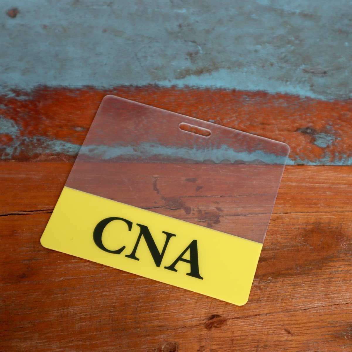 5 Pack - Clear CNA Badge Buddy Horizontal - Hospital & Nurse ID Backer Cards - Transparent Title/Role Identifier - Wear Behind Medical Name Badge on I’D Reel or Lanyard by Specialist ID (Yellow)