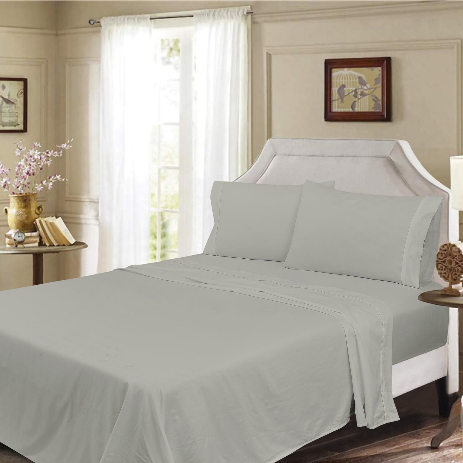 Twin XL Silvadur Ultra Soft 300 Thread Count Cotton Sheet Set - Dark Grey