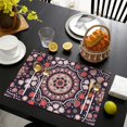thumbnail image 3 of Colorful Bohemian Paisley Placemats Set of 6, Flax Heat Resistant Wrinkle Free Linen Table Mats with Vintage Floral Pattern and Artistic Chic Ethnic Decorative Design, 3 of 5