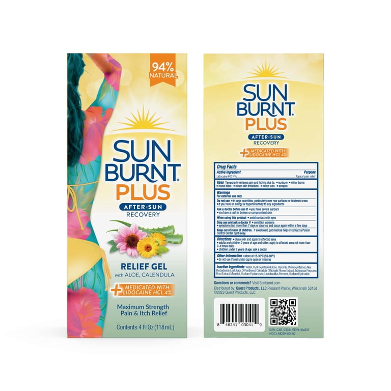 SunBurnt Plus Aloe Vera Gel with Lidocaine, 4 fl oz photo 2