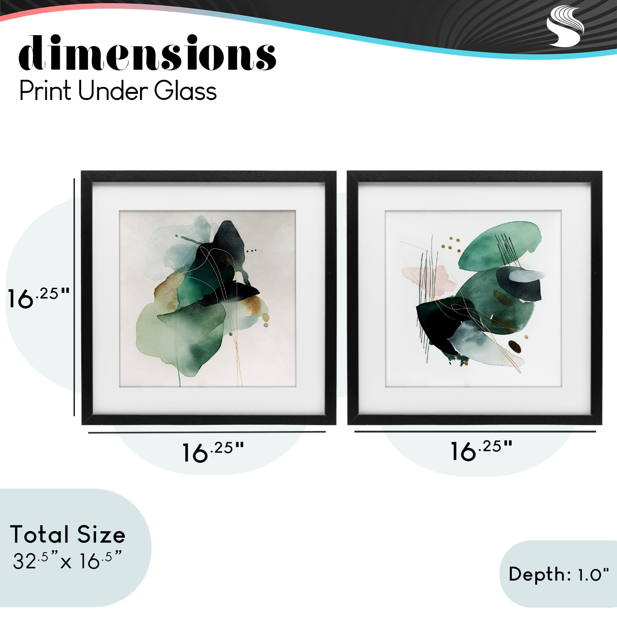 Stupell Industries Fluid Abstract Harmonies 2 Piece Black Framed Print Under Glass Set, design by Svetlana Aleynikova