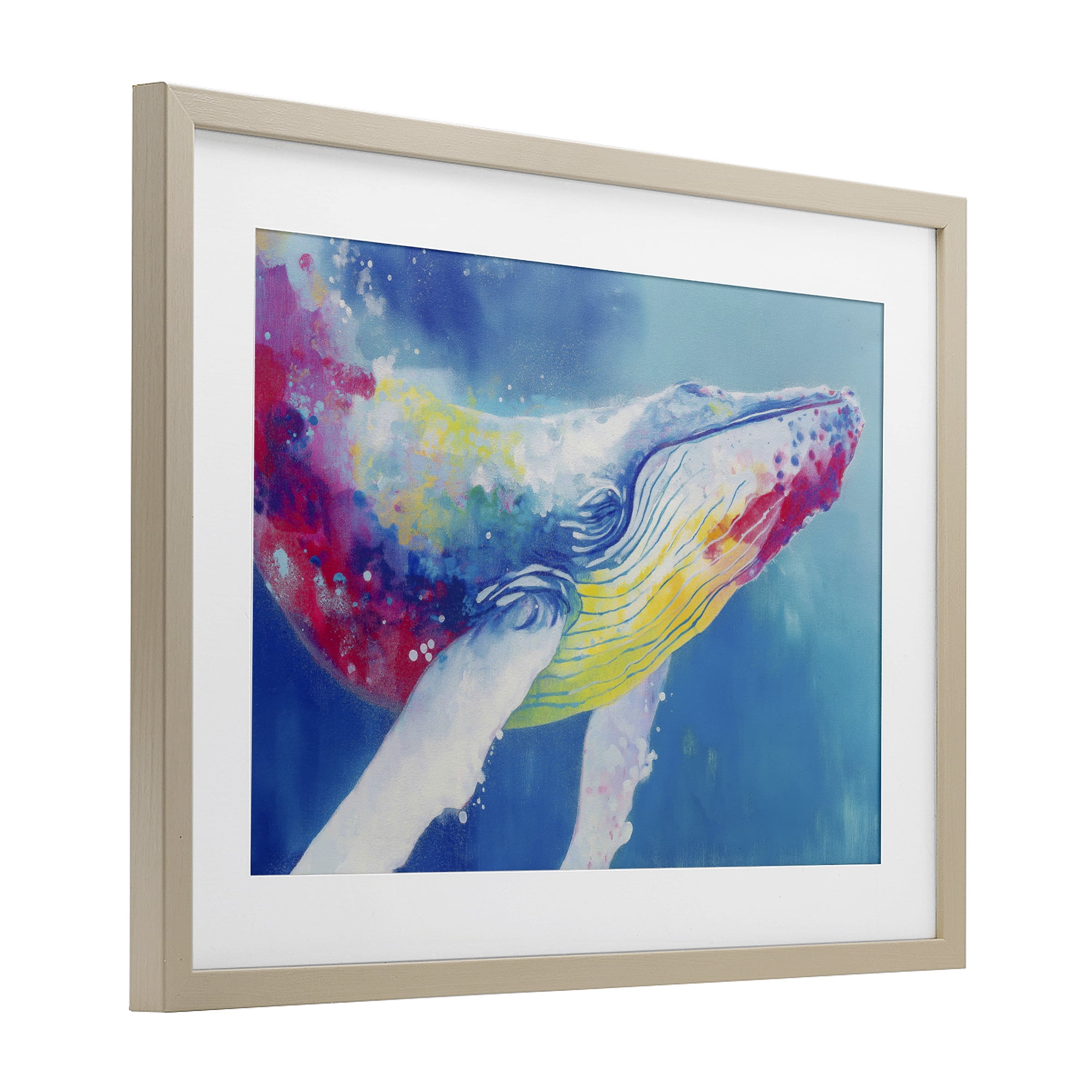 Stupell Industries Breaching Humpback Whale Birch Framed Print Under Glass, design by Chromatic Storm Studio