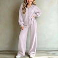 thumbnail image 4 of Lmnyox Teen Girl's Zip Up Sweaters and Wide Leg Pants Sets 2 Pieces Clothing Sets Fall Winter Outfits, 4 of 5