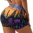 thumbnail image 1 of Balery Cosmic Irises At Twilight Pantalones cortos de entrenamiento estampados para mujer, sin costuras, ajustados, para gimnasio, yoga, correr, deportes, ejercicio activo, fitness.-X-Large, 1 of 8