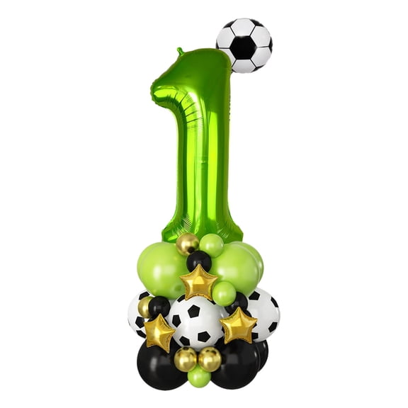 Meiiso Foil Balloon Number 1 Birthday Party, 40 Inch Green Football Number Balloon Set for Kids Boys 1st Birthday Decorations