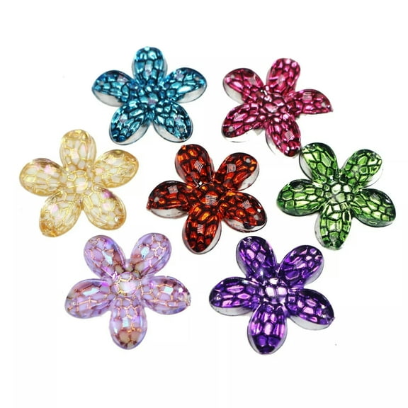 U8MO 20pcs Color Flatback Acrylic Glitter Flower Sew on Rhinestones Crystal Gem 26mm