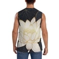 thumbnail image 4 of Lsque Golden Lotus Print Men's Cotton Blend Sleeveless Muscle Shirts (S-3XL)- Moisture Wicking, Odor Protection, UPF 30+,Large, 4 of 8
