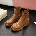 thumbnail image 4 of Khaki Female Fashionable Short Boots With Solid Color And Round Toe For Outdoor Indoor, 4 of 9