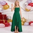 thumbnail image 6 of Byoo Girls Party Dress Solid Color Satin High-Low Ruched Bodice Maxi Dress Versatile Spaghetti Strap Gown,Green, 6 of 7