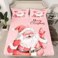 thumbnail image 2 of Castle Fairy Teens Children Cute Santa Claus 4-Piece Full Size Sheets,Xmas Snowflake Bed Sheets,Pink Red White Lightweight Sheet Sets,Ultra Soft Home Decor, 2 of 7