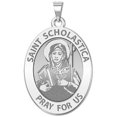 thumbnail image 3 of Picturesongold.Com Saint Scholastica Religious Medal Oval Necklace Pendants - 2/3 x 3/4 inch Size of Nickel, Sterling Silver, 3 of 4