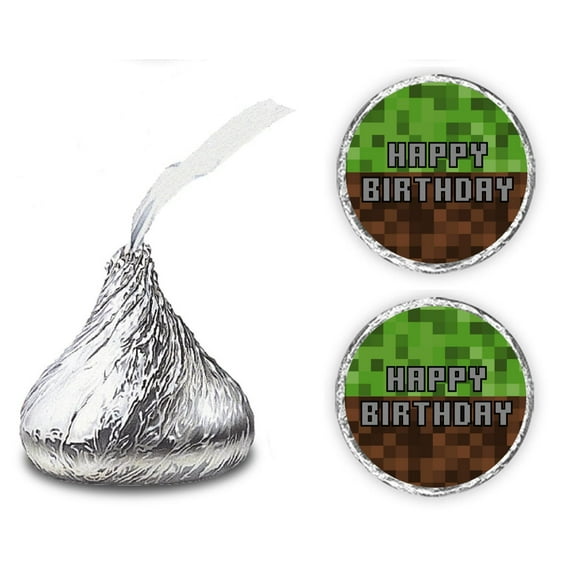 216 Pixel Miner Kisses Stickers, Kisses Stickers for Birthday Party, Boys and Girls, Great Mine Themed Party Favors, Craft Event Decorations, Candy Not Included. Made in USA