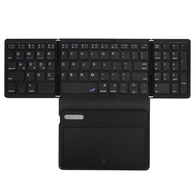 Teclado Bluetooth plegable de baja latencia, Bluetooth 5.1, teclado de tamaño completo con panel táctil grande para iOS, Android y Windows