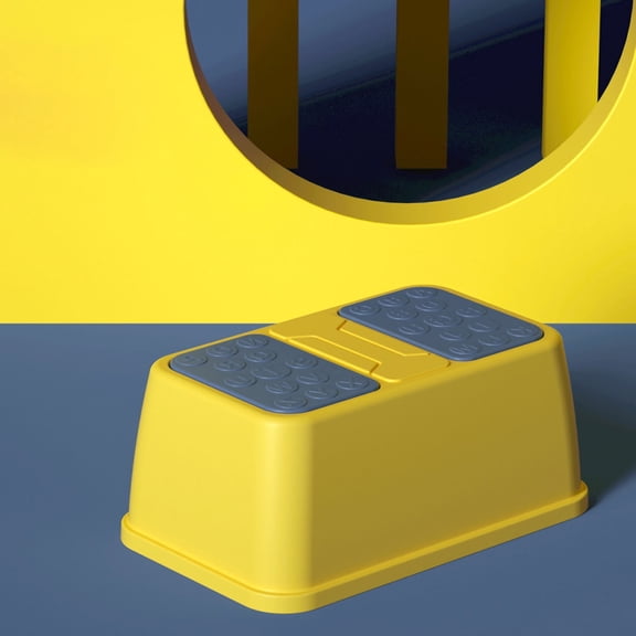Toilet Step Stool for Kids,Anti-Slip Sturdy Toddler Two Step Stool, Plastic Non Slip Heavy Duty Rollover Prevention Stools for Toilet Potty Training, Bathroom,Kitchen,Bathroom Sink[Yellow 1 Layer ]