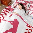 thumbnail image 3 of Erosebridal Pink Dripping Baseball Stitch & Batter Silhouette Graphic Bedding Comforter Set 7pcs, Sport Graphic Queen Bedding Sets for Girls Kids,Luxury Bedroom Decor, 3 of 6