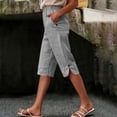 thumbnail image 2 of Womens Trousers Wide Leg Elasticated Waist Cropped Pants Stright Leg Cropped Trouser With Pocksts Casual Loose Bottoms for Holiday Summer Trousers for Women UK, 2 of 6