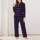 thumbnail image 2 of Balery Purple Black Plaid Conjunto de Pijama con Estampado para Mujer, Conjunto de Dos Piezas con Manga Larga, Ropa de Dormir Suave con Bolsillos, Pijamas Cómodos-Small, 2 of 7