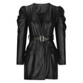 thumbnail image 4 of Pompotops Mode Automne et Hiver Femmes Sexy Col en V Manches Longues Robes Longues Unies en Solde, 4 of 6