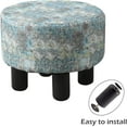 thumbnail image 2 of IVV Low Ottoman - Small Upholstered Footstool w/ Non-Skid Pine Legs & Padded Seat, Modern Stool Change Stool for Entrance, Bedroom, Compact Space (Graffiti Color), 2 of 6