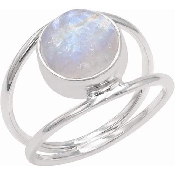 JAY JOOLS Moonstone Rings Sterling Silver Rough Gemstone Statement Jewelry Gift for Women