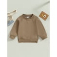 thumbnail image 2 of Arvbitana Toddler Baby Boys Girls Long Sleeve Sweatshirts Solid Color Pullover Tops Infant Casual Spring Autumn Clothes 6M 12M 18M 24M 2T 3T 4T, 2 of 7