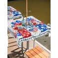 thumbnail image 2 of Outdoor Tablecloth with Umbrella Hole for Patio/Picnic/Party/Camping, Independence Day Waterproof Table Cloth Square Cover Washable, Red Blue Poppy Floral 4th of July Plaid (54"x 54"), 2 of 8
