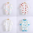 thumbnail image 2 of 4 Colors Spring Autumn Baby Boy Girl Cute Long Sleeve Romper Cotton Comfortable Cloud Tree Cup Watermelon Pattern Outfits, 2 of 5