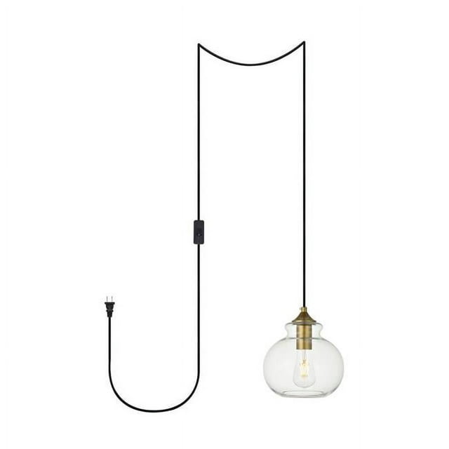 Living District LDPG2245BR Destry 1 Light Brass Plug-In Pendant with Clear Glass