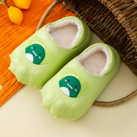 

CoCopeanut Family Parent-child Slipper for Winter Cute Cartoon Animals Plush Home Slippers Baby Ladies Detachable Fuzzy Waterproof Shoes