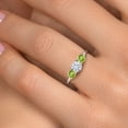 thumbnail image 4 of Gem Stone King 14K White Gold White Moissanite & Green Peridot 3-Stone Engagement Ring | 1.10 Cttw | Round 5MM and 4MM | Three Stone Wedding Anniversary Promise Ring for Women (Size 7), 4 of 6
