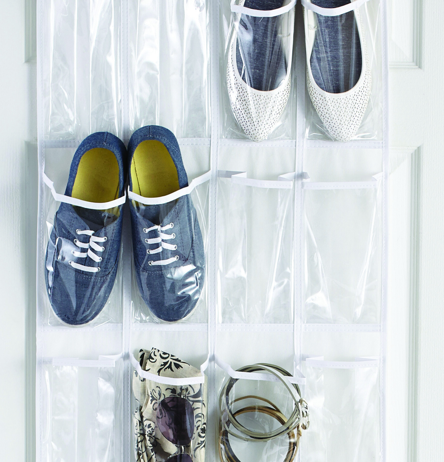 Mainstays 24-Pocket Over-the-Door Shoe Organizer, White photo 6