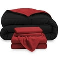 thumbnail image 2 of Bare Home Microfiber 6-Piece Black/Red Comforter, Red Sheet Set Reversible Bed in a Bag, Split King, 2 of 6