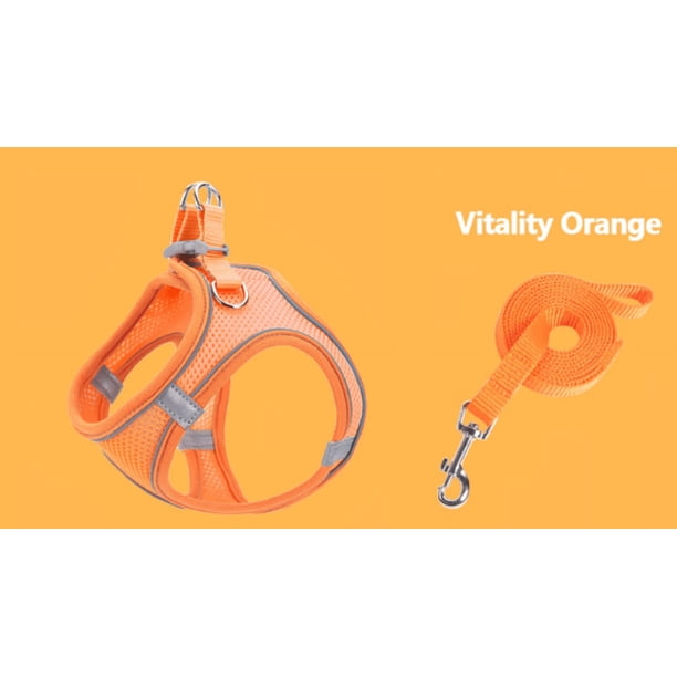 Chaleco naranja (S) para mascotas, con cuerda de tracción, arnés de pecho para gatos y perros, transpirable y reflectante.