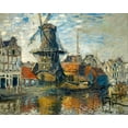 thumbnail image 2 of Monet, Claude 18x15 Black Ornate Wood Framed with Double Matting Museum Art Print Titled - The Windmill on the Onbekende Gracht-Amsterdam 1874, 2 of 4