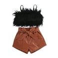 thumbnail image 1 of Txlixc - Conjunto de pantalones cortos para niña, sin mangas, con decoración de felpa y pantalones cortos con cintura elástica y cinturón Txlixc  Moda, 1 of 9